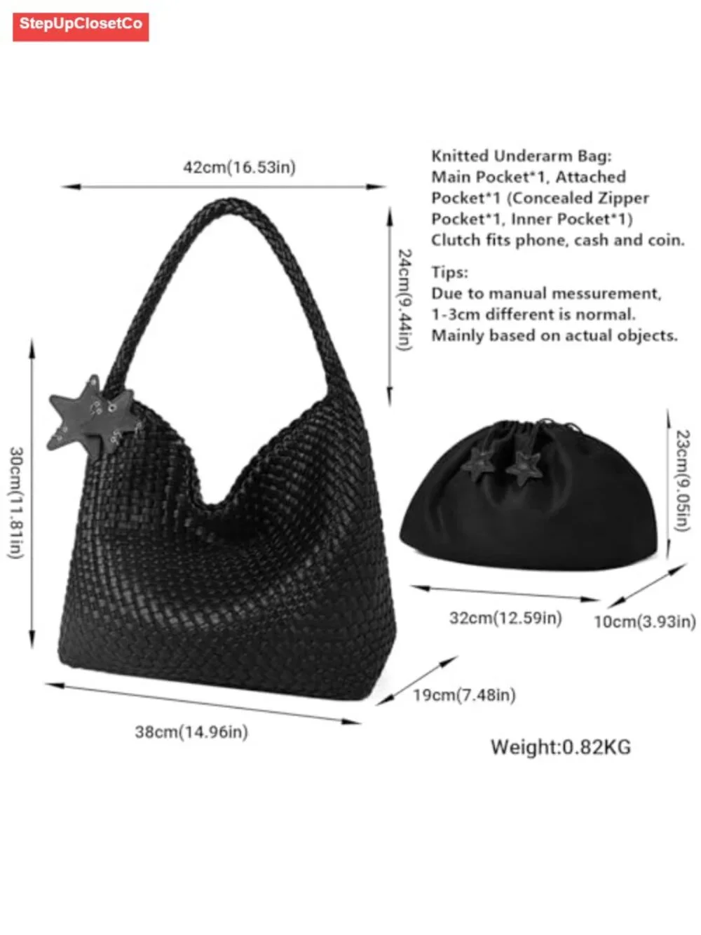 Woven Vegan Leather Hobo Top Handle Tote Bag Shoulder Purse